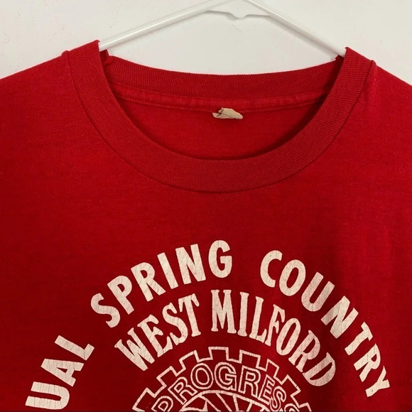 Vintage 80s Single Stitch Country Fair Tshirt Red Made In USA Medium Large - Picture 3 of 13